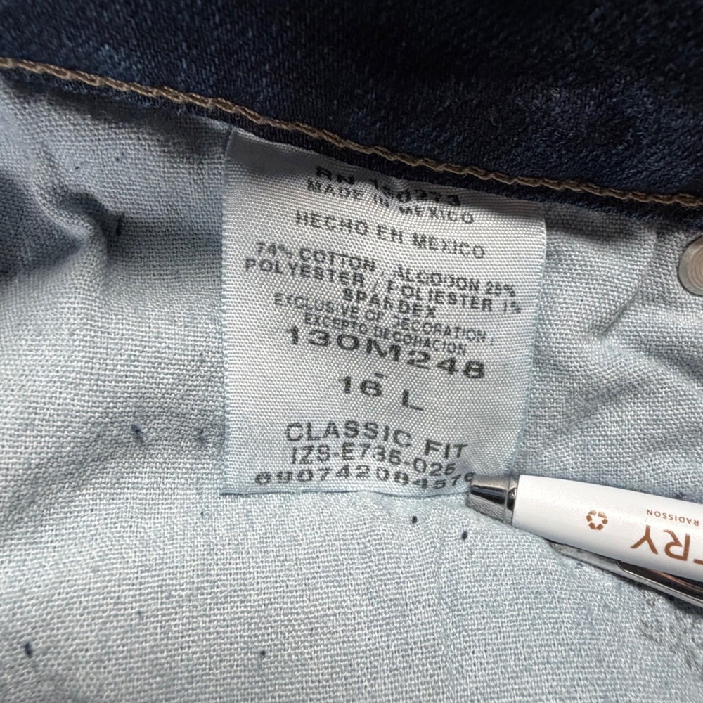 Riders By Lee Straight Leg Jeans Womens 16 Long Dark Wash Slender Stretch NEW - Picture 4 of 11
